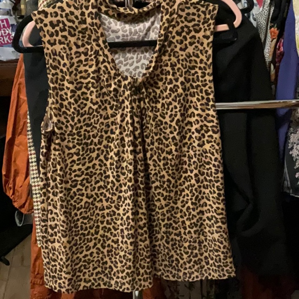 Talbots leopard shell blouse